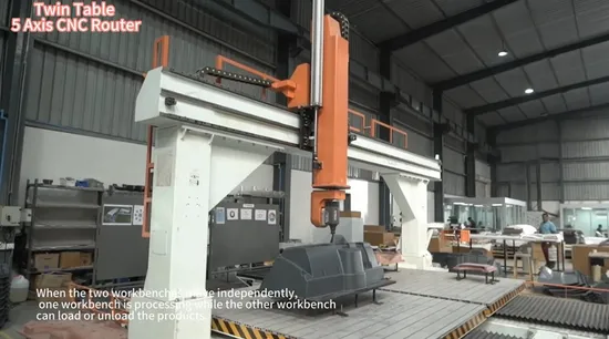 5 Axis CNC Router Twin Table for Milling Cutting Trimming CE Approved 