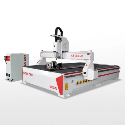 Lower Budget 4 Axis CNC Router Price with Fixed Rotary Device on Table Side for Column, Cylinder, Chair Legs